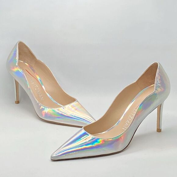 Stuart Weitzman Scallop Iridescent Faux Leather Pumps size 7 - Picture 10 of 13